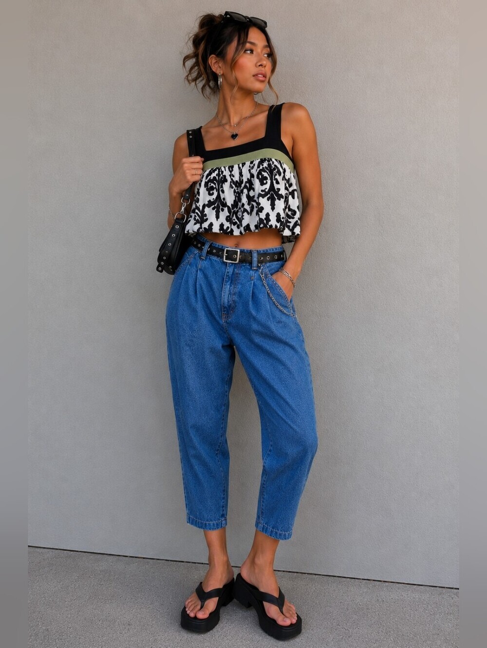 Vintage Compagnie Group B USA High Rise Pleated Front Elastic Back Jeans-Size 8